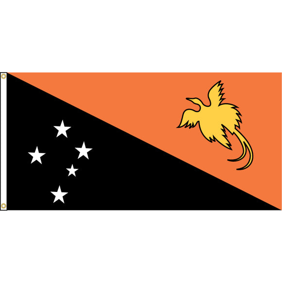 Papua New Guinea Flag with header and grommets.