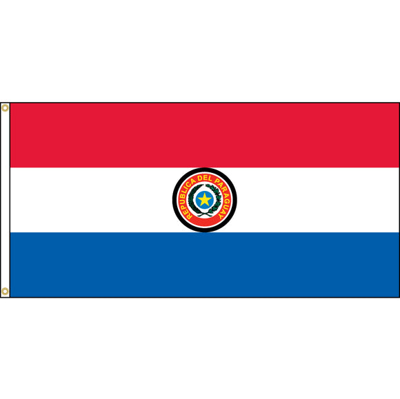 Paraguay Flag with header and grommets.