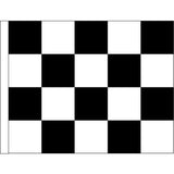 Checkered flag with white sleeve.