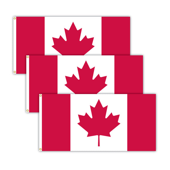 Bundle of three Canada flags.