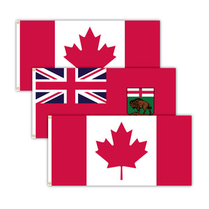 This bundle features 2x Canadian flags and 1x Manitoba flag.