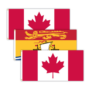 This bundle features 2x Canadian flags and 1x New Brunswick flag.