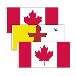 This bundle features 2x Canadian flags and 1x Nunavut flag.