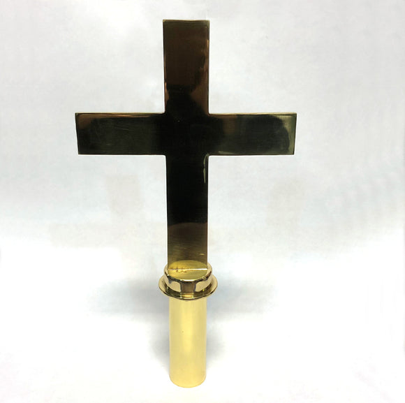 Brass cross shaped finial for flagpoles.