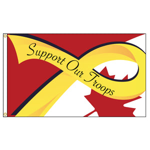 Flags Unlimited's own Support Our Troops design with yellow ribbon and maple leaf.