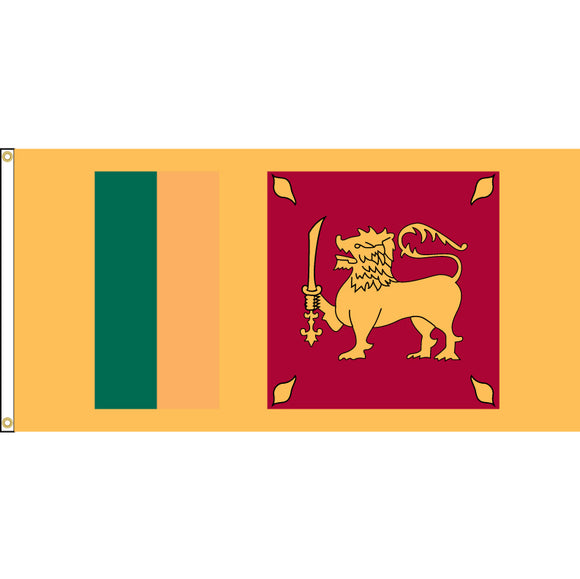 Sri Lanka Flag with header and grommets.