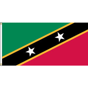 St. Kitts-Nevis Flag with header and grommets.