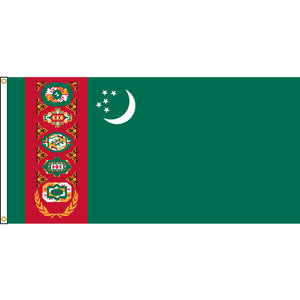 Turkmenistan Flag with header and grommets.