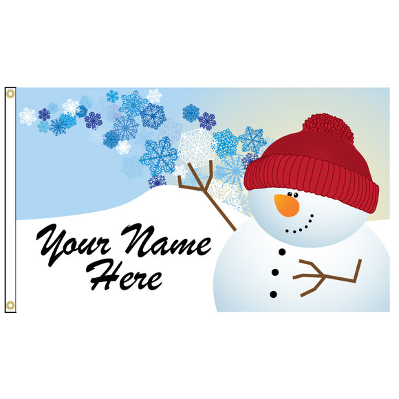 Personalize this cute snowman flag.